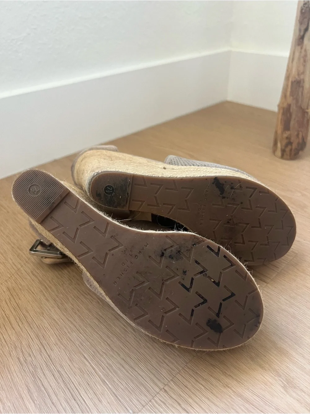 Marc Fisher Taupe Suede Espadrille Wedge Sandals